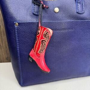 Western Genuine Leather Purse Charm Cowboy Boot Keychain NeW FAST SHIP